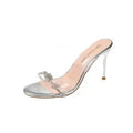 Women crystal gladiator sandals with ankle strap, high heels, hollow out design, closed toe stilettos, perfect for parties.