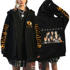 Unisex Haikyuu!! Karasuno High School zip-up hoodie by FitiqueFit, featuring anime-inspired streetwear design.