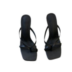 Elegant women’s French style clip toe slippers with high heels, fashion dress slide shoes for summer, featuring mature and sophisticated design.