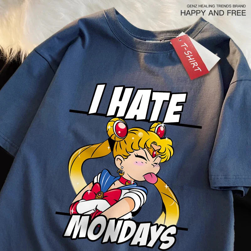 Sailor Moon tongue-out graphic T-shirt in streetwear style, featuring anime-inspired design from Plush Fashion Hub.
