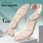 Memory foam insoles for women’s high-heel shoes, Plush Fashion Hub, anti-slip, breathable, cutable, with heel protection and massage features.