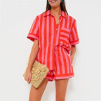Striped Lamuusaa 2-piece summer casualwear set by Plush Fashion Hub, featuring retro 2000s streetwear style and comfortable fit.
