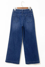 Sail Blue High Waist Wide Leg Jeans With Patch Pockets - Plush Fashion Hub