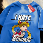 Sailor Moon tongue-out graphic T-shirt from Plush Fashion Hub featuring playful anime streetwear style.