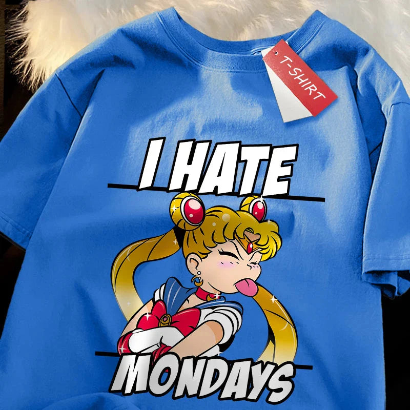 Sailor Moon tongue-out graphic T-shirt from Plush Fashion Hub featuring playful anime streetwear style.