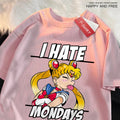 Sailor Moon tongue-out graphic T-shirt from Plush Fashion Hub, featuring playful anime streetwear design with vibrant colors.