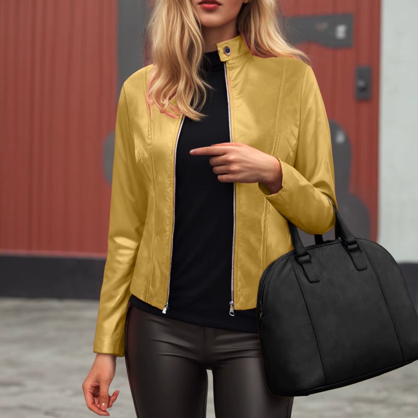 Women’s Slim Fit Leather Moto Jacket