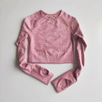 Seamless yoga crop top for women in activewear by Plush Fashion Hub, shown in a comfortable, fitted design for workouts.