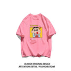 Crayon Shin-chan "Beloved Woman" cotton T-shirt by FitiqueFit featuring playful anime streetwear design.