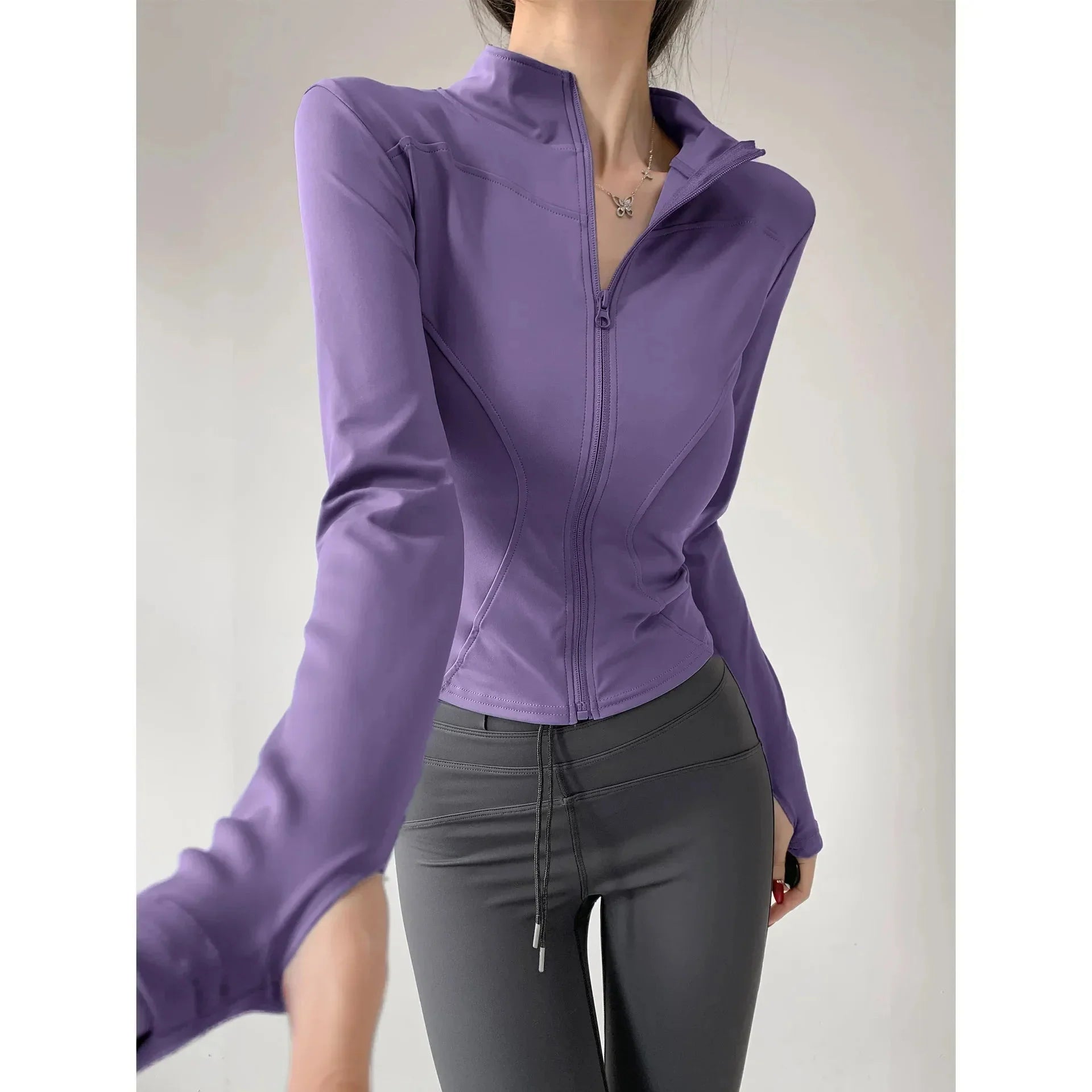 Women’s FitiqueFit Sun quick-drying zip-up sports jacket, available in S to 3XL, shown in a sleek, lightweight design perfect for active wear.