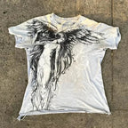 Pure cotton streetwear skull print T-shirt by FitiqueFit featuring retro skull graphic on front
