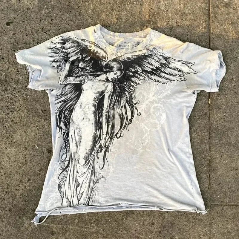 Pure cotton streetwear skull print T-shirt by FitiqueFit featuring retro skull graphic on front