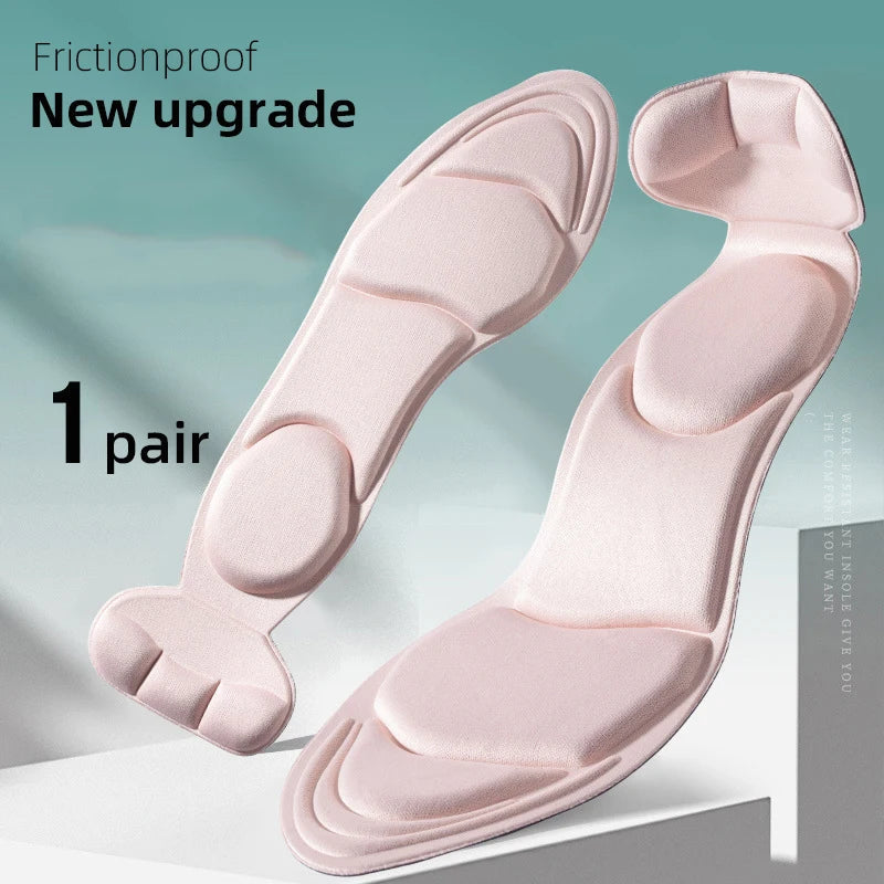 Memory foam insoles for women's high-heel shoes, breathable, anti-slip, cutable, and designed for comfort and heel protection.
