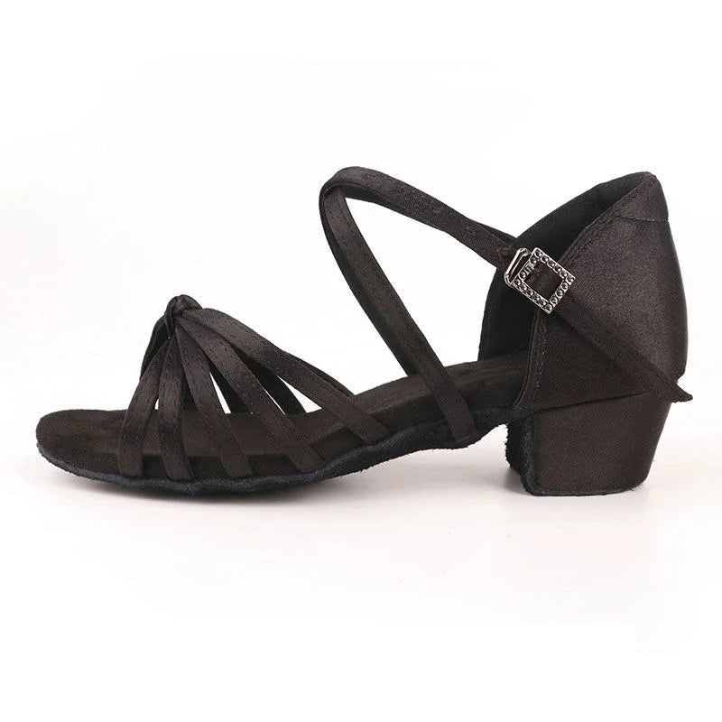 Children ballroom dance shoes for girls and women's Latin salsa sandals, featuring stylish modern design and comfortable fit.
