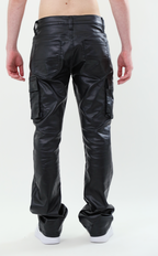 Black stacked jeans from Armor Jeans' ASJ8069 Metallica Dip collection, showcasing fitted design and distressed denim details.