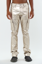 ARMOR JEANS ASJ8069 Metallica Dip Stacked Pants with distressed denim and layered design, front view showcasing trendy style.