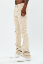 ARMOR JEANS AJS410 shredded stacked jeans, stylish casual pants with distressed detailing and layered fabric, front view image.
