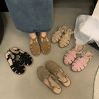 Women's Roman sandals by DIMANYU, flat retro summer shoes made of real leather with cage design and hollowed details.