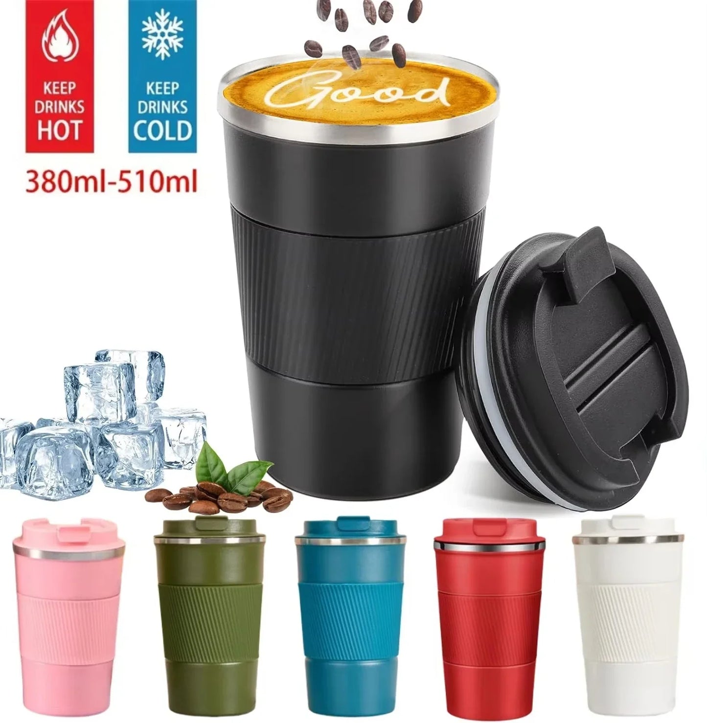 Stainless steel Plush Fashion Hub insulated travel mug with double-layer vacuum insulation and leak-proof lid for sports and outdoor use.