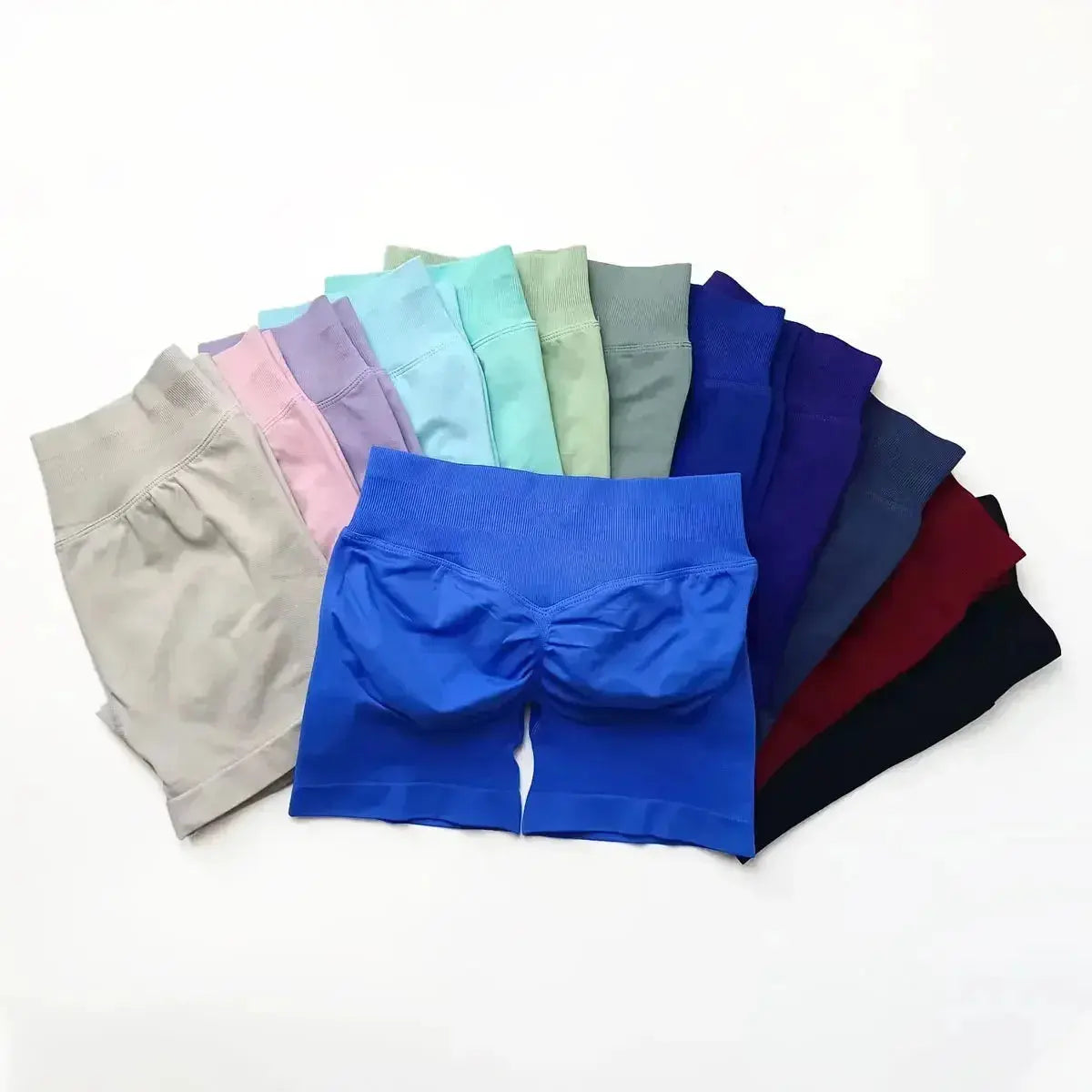 Women's seamless scrunch butt gym shorts by NCLAGEN Gym Wear, designed for high-performance fitness and yoga workouts.