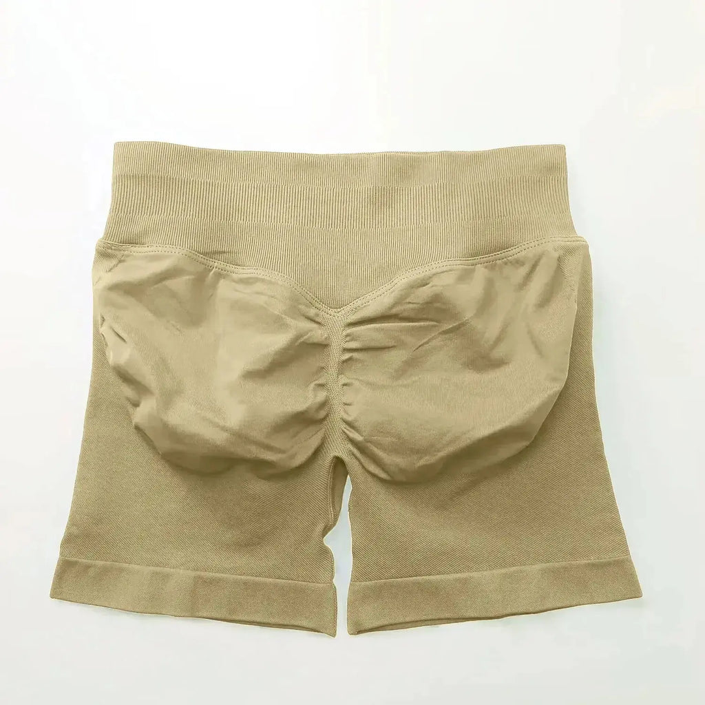 Women's seamless scrunch butt gym shorts by NCLAGEN Gym Wear, designed for high-performance fitness and yoga workouts.