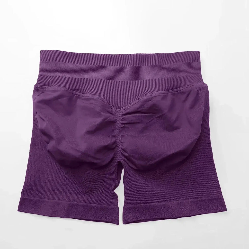 Women's seamless scrunch butt gym shorts by NCLAGEN Gym Wear for high-performance fitness and yoga workouts.