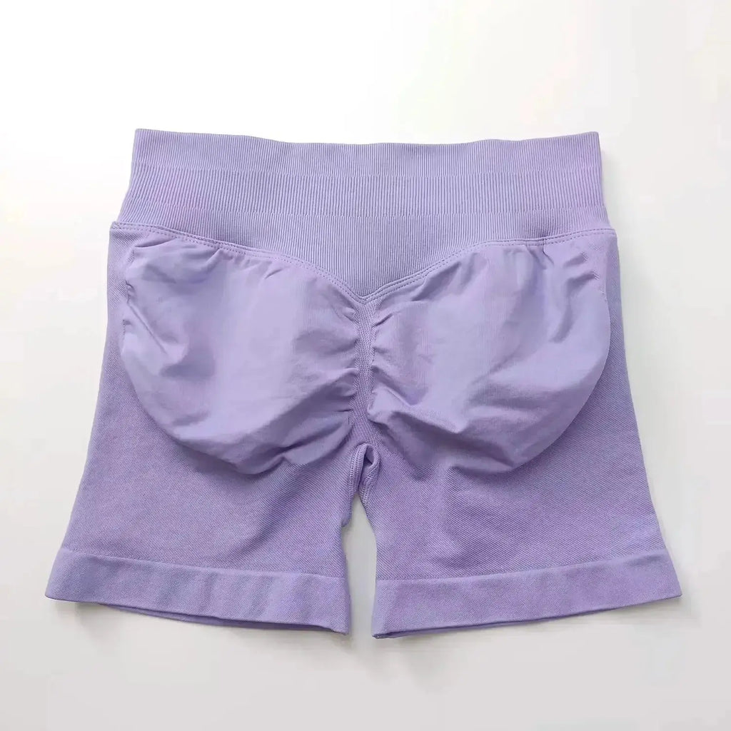 Women's seamless scrunch butt gym shorts by NCLAGEN Gym Wear, designed for high-performance fitness and yoga activities.