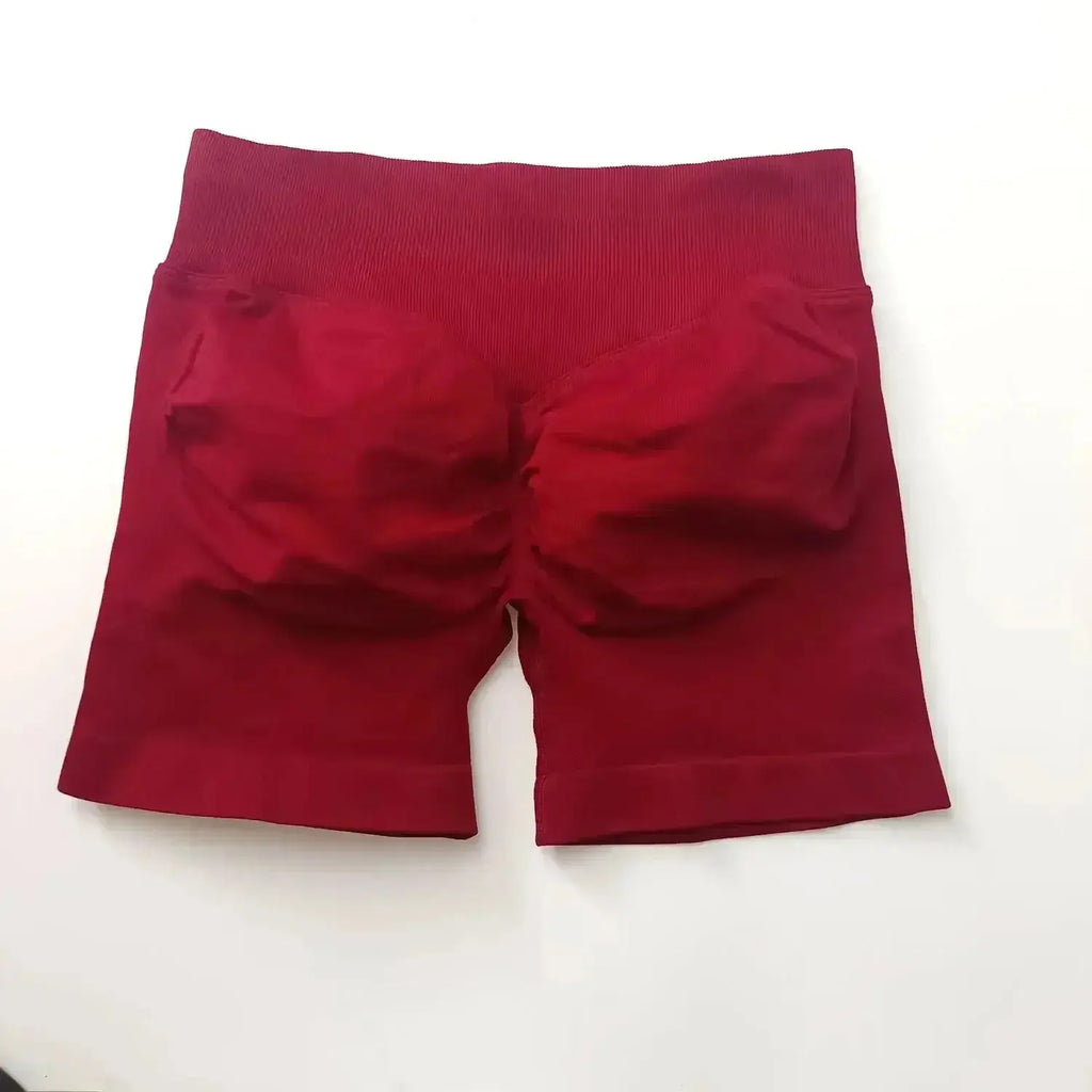 Women's seamless gym shorts with scrunch butt design, ideal for high-performance fitness and yoga, by NCLAGEN Gym Wear.