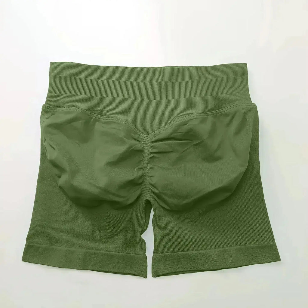 Women's seamless gym shorts with scrunch butt design, ideal for fitness and yoga by NCLAGEN Gym Wear Store.
