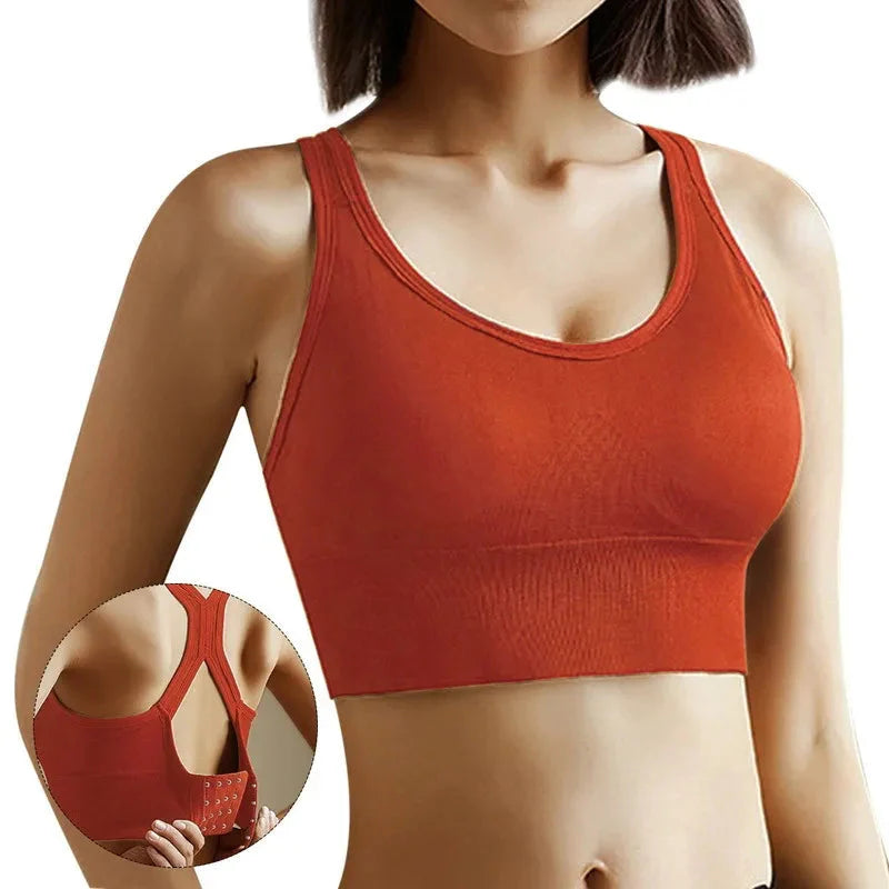 Black women's hollow push-up sports bra tank top from Plush Fashion Hub, featuring a supportive design and athletic fit.