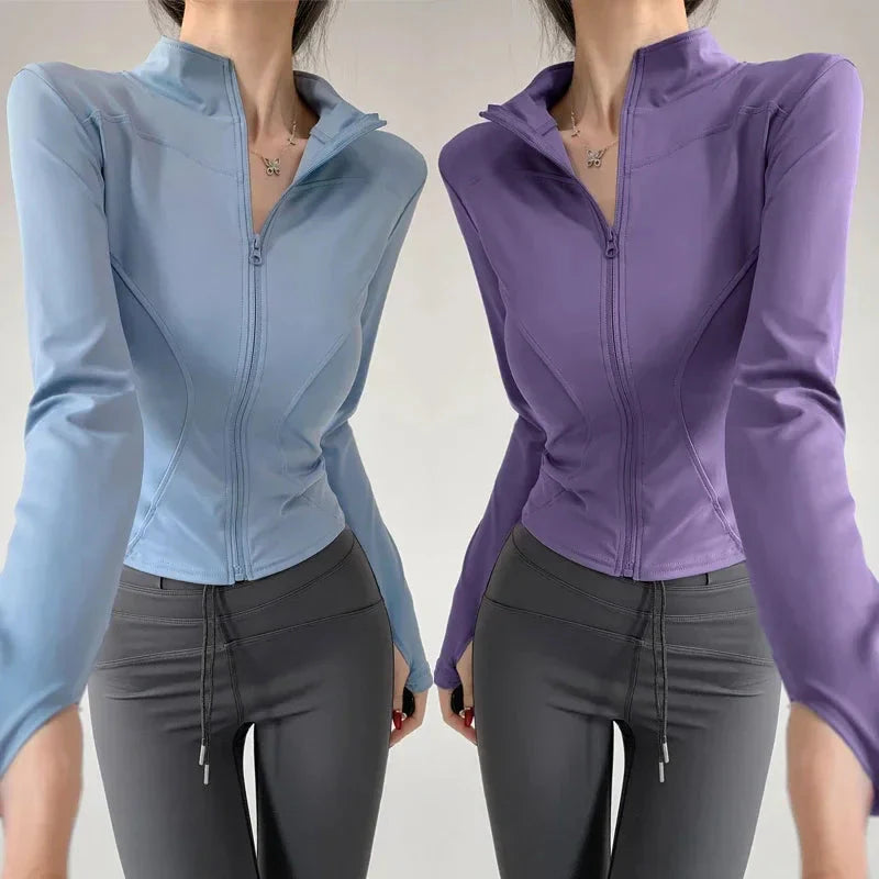 Women’s FitiqueFit Sun quick-drying zip-up sports jacket, available in sizes S-3XL, shown in a lightweight, breathable outdoor athletic style.