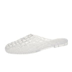 LadyShow.Store summer ladies flat-bottom jelly sandals with crystal accents, breathable plastic beach slippers, slip-on style, comfortable footwear
