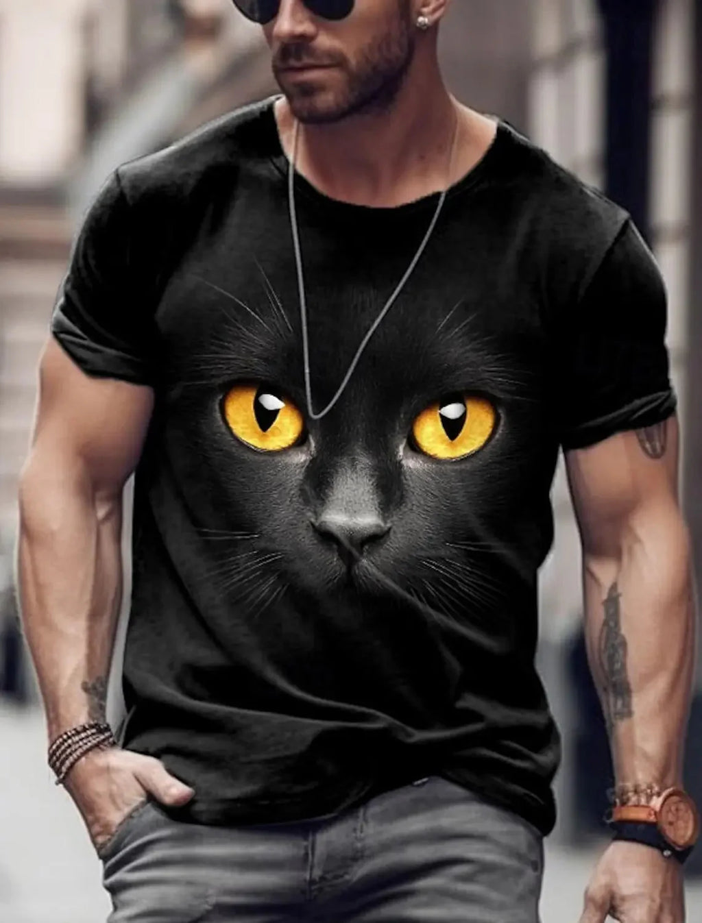 Bright 3D animal print funny T-shirt by FitiqueFit featuring bold summer streetwear style with eye-catching animal graphics.