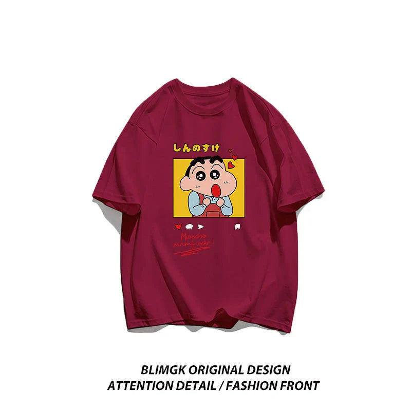 Crayon Shin-chan "Beloved Woman" cotton streetwear T-shirt by FitiqueFit featuring playful anime character graphic on front