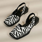 Leather toe cap sandals for women by LadyShow.Store, flat bottom, square toe, retro design, anti-slip beach slippers.