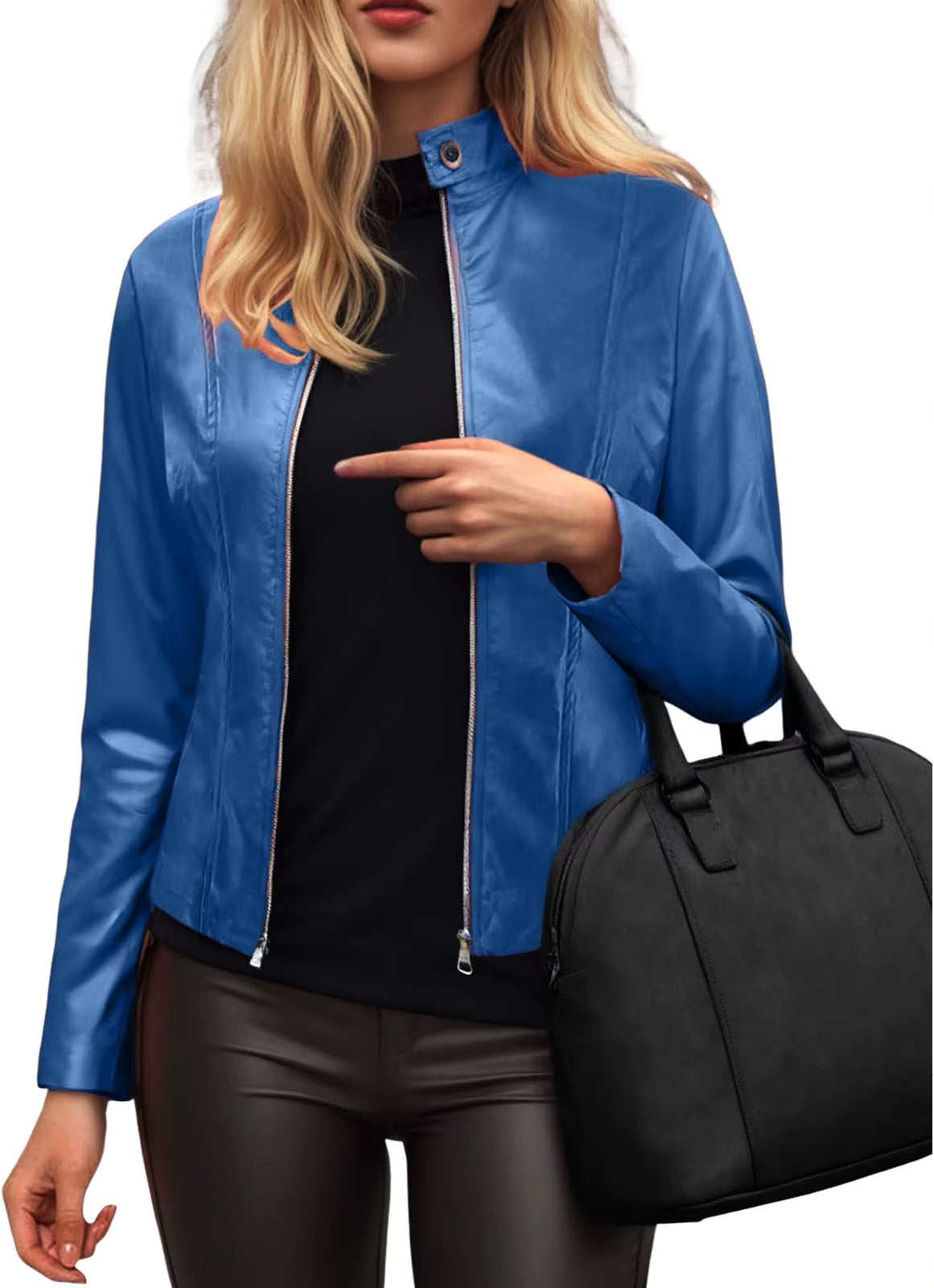 Women’s Slim Fit Leather Moto Jacket