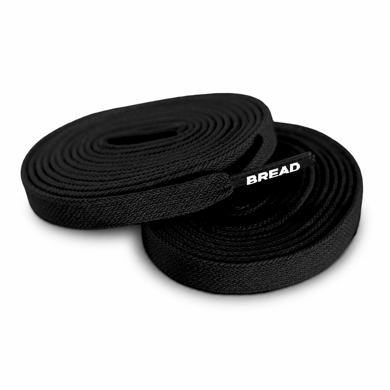 Black elastic shoelace from Plush Fashion Hub in shadow black color, showing a close-up of the stretchy, durable shoelace material.