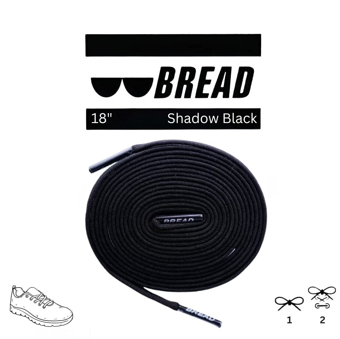 Shadow Black elastic shoelaces from Plush Fashion Hub, showing close-up of sleek black flexible laces for shoes.