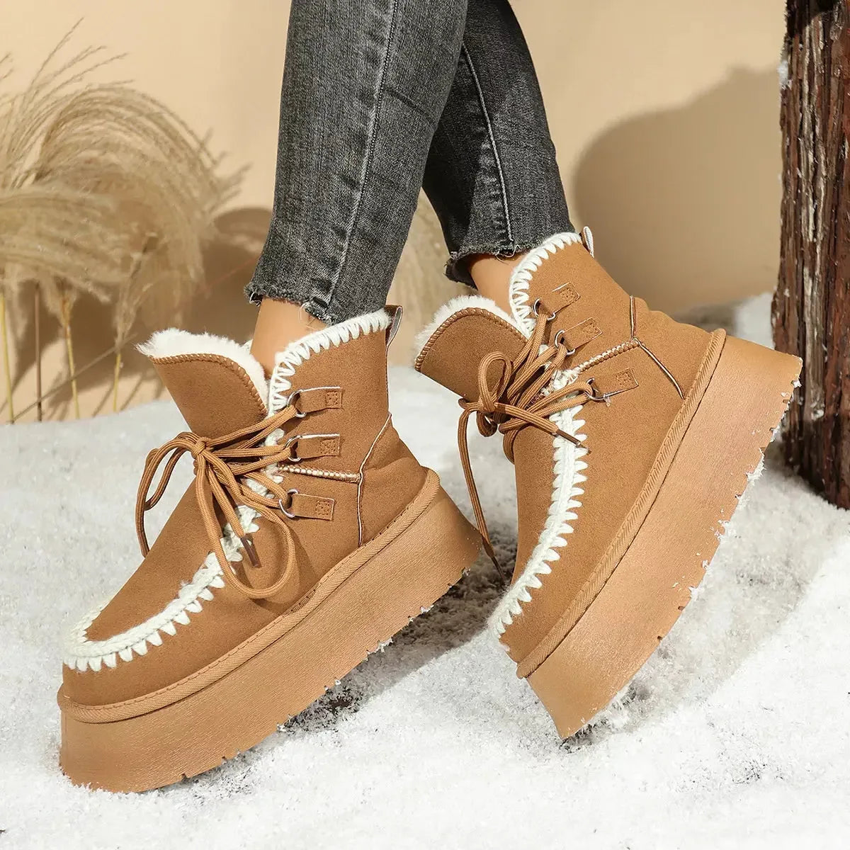 Sherpa Lined Platform Snow Boots - Plush Fashion Hub