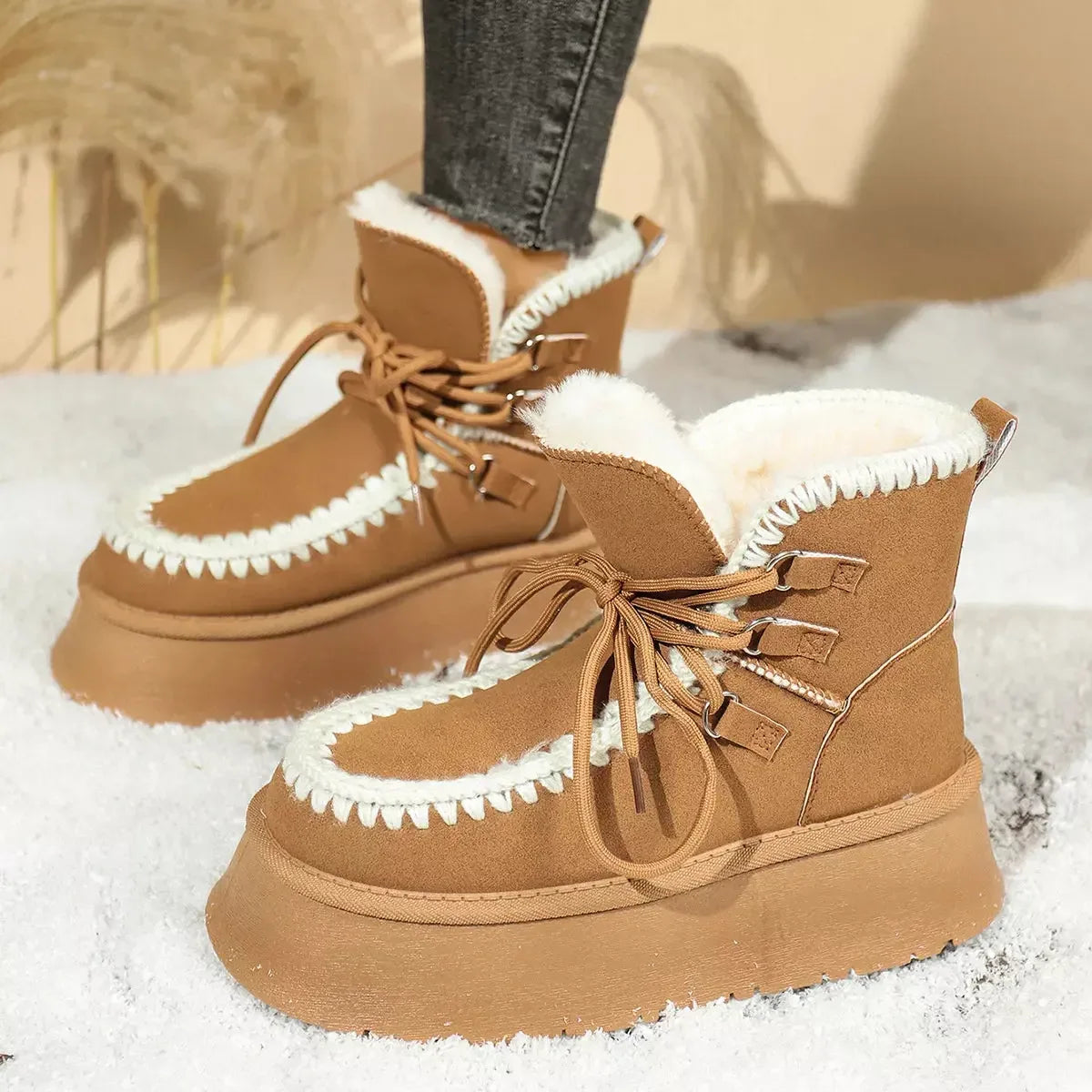 Sherpa Lined Platform Snow Boots - Plush Fashion Hub