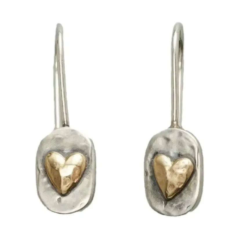 Polished silver minimalist geometric love heart earrings with modern design, perfect for romantic or everyday wear.