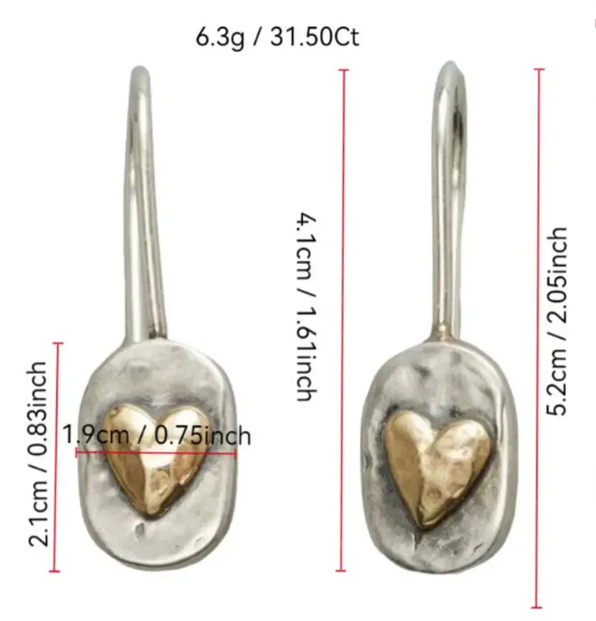Polished silver minimalist geometric love heart earrings with romantic design, crafted by Plush Fashion Hub.