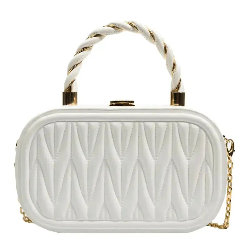 Small square chain shoulder bag for women, premium PU leather crossbody handbag by Plush Fashion Hub with a sleek design.