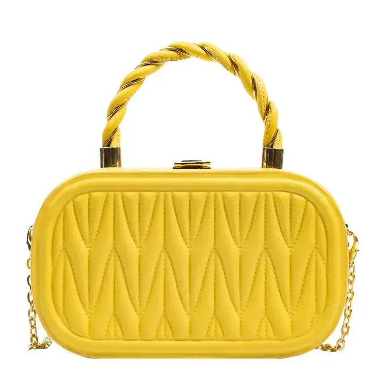 Small square chain shoulder bag for women, made of premium PU leather, crossbody style from Plush Fashion Hub.