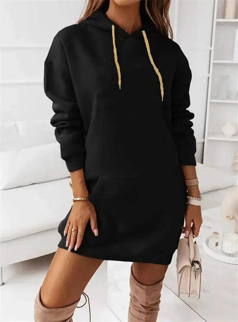 Lightweight women's solid color casual sports hoodie by Plush Fashion Hub, featuring a comfortable pullover design for athletic wear.