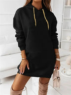 Lightweight women's solid color casual sports hoodie by Plush Fashion Hub, featuring a comfortable pullover design and athletic style.