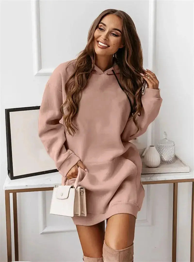 Lightweight women's solid color casual sports hoodie by Plush Fashion Hub, featuring a comfortable athletic pullover design.