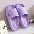 Plush Fashion Hub unisex thick sole EVA bathroom slippers with non-slip bottom, solid color indoor slides for home use.