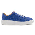 Blue low-top sneaker from BLKSWN Footwear, solid color design, right shoe shown in the image.
