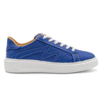 Blue low-top sneaker from BLKSWN Footwear, solid color design, right shoe shown in the image.